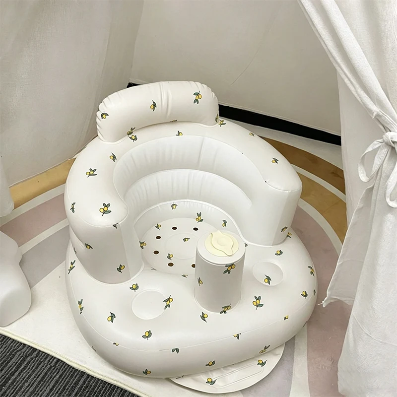 Asiento inflable bebé con bomba integrada para sentarse seguro