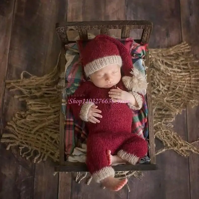R6FD Set fotográfico navideño para recién nacidos con sombrero - imagen 3