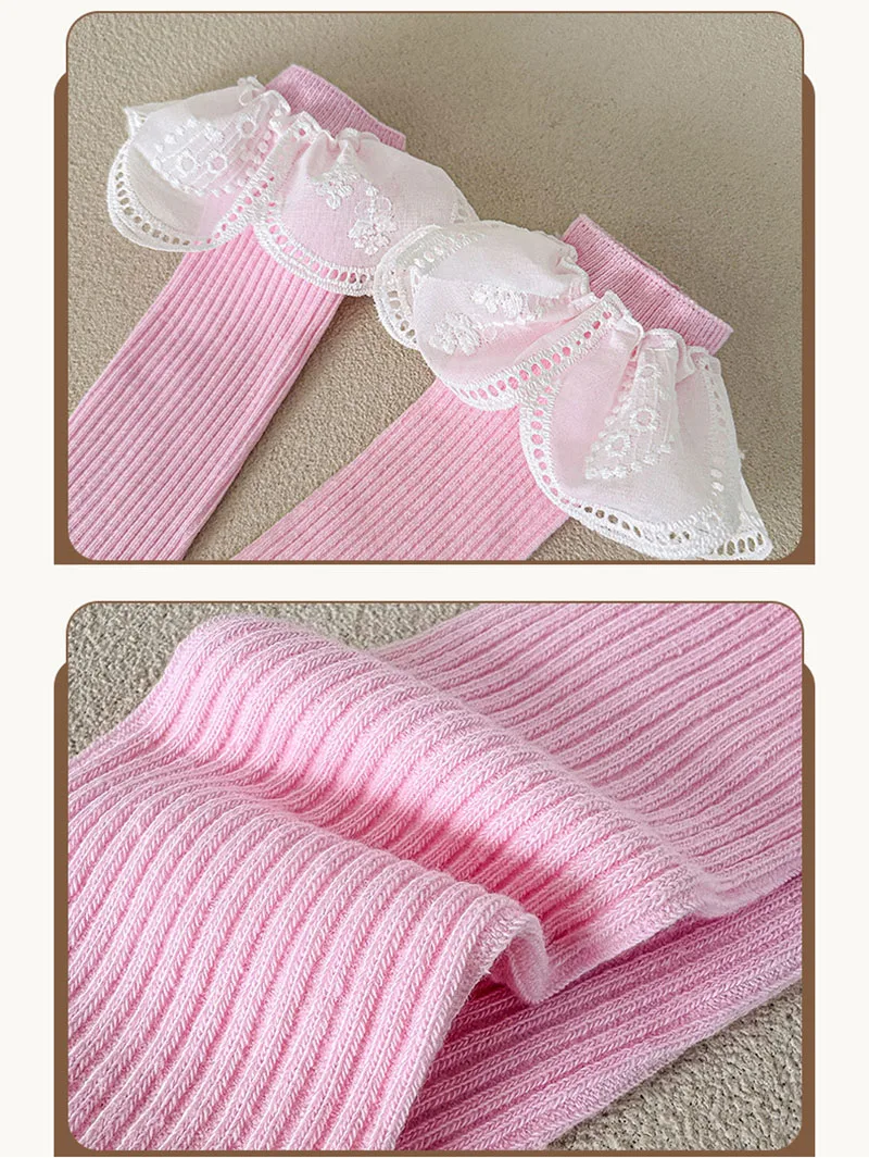Calcetines de primavera para niña con diseño princesa y encaje suave - imagen 5