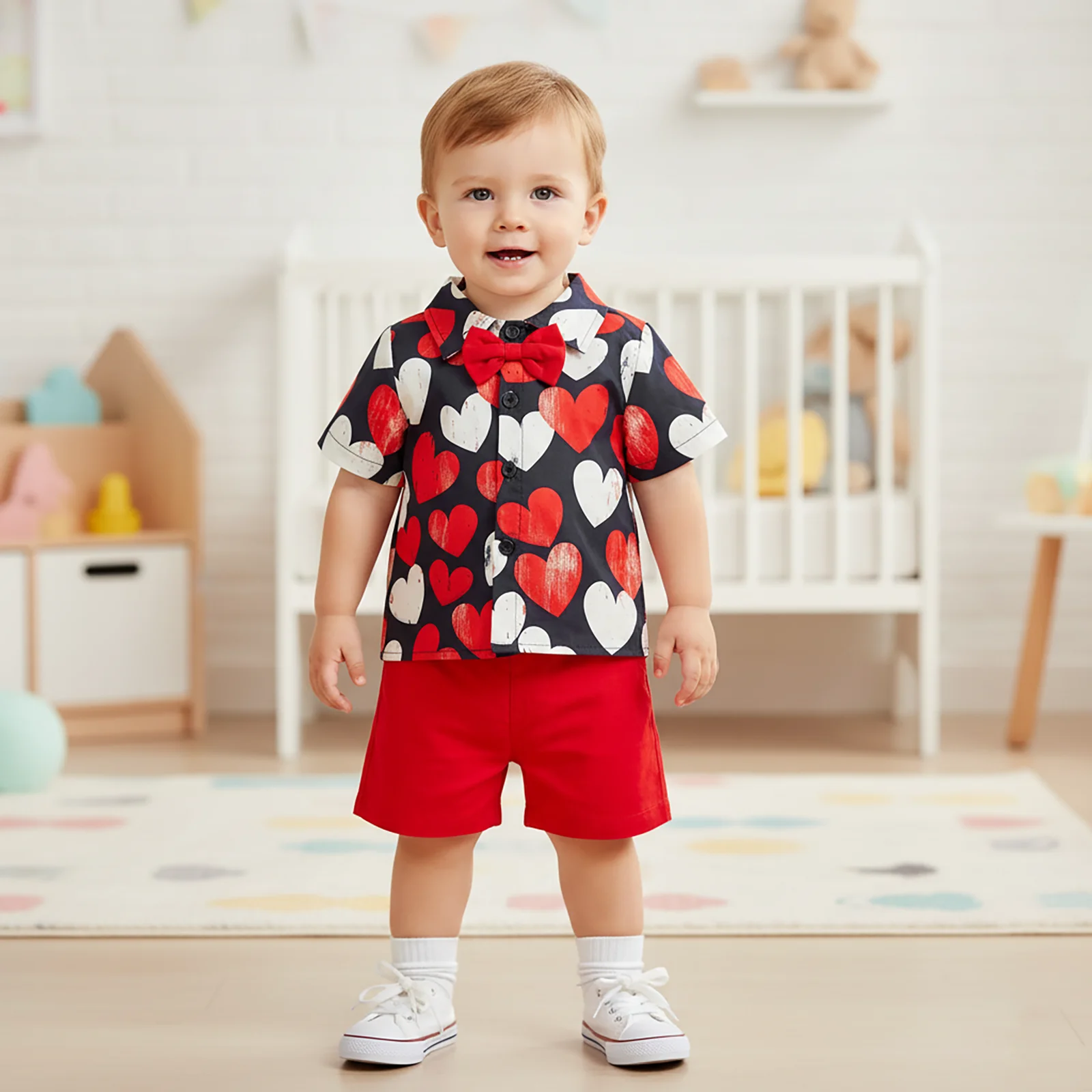 ViSgogo Conjunto bebé San Valentín con camisa corazón y pantalón corto