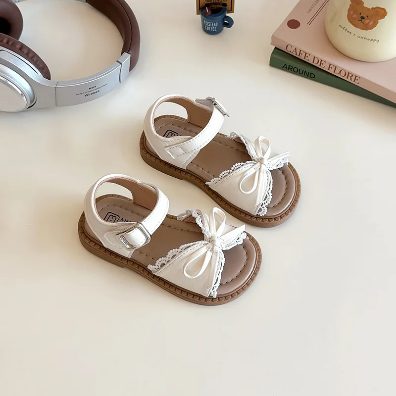 Sandalias de verano antideslizantes con encaje para niña