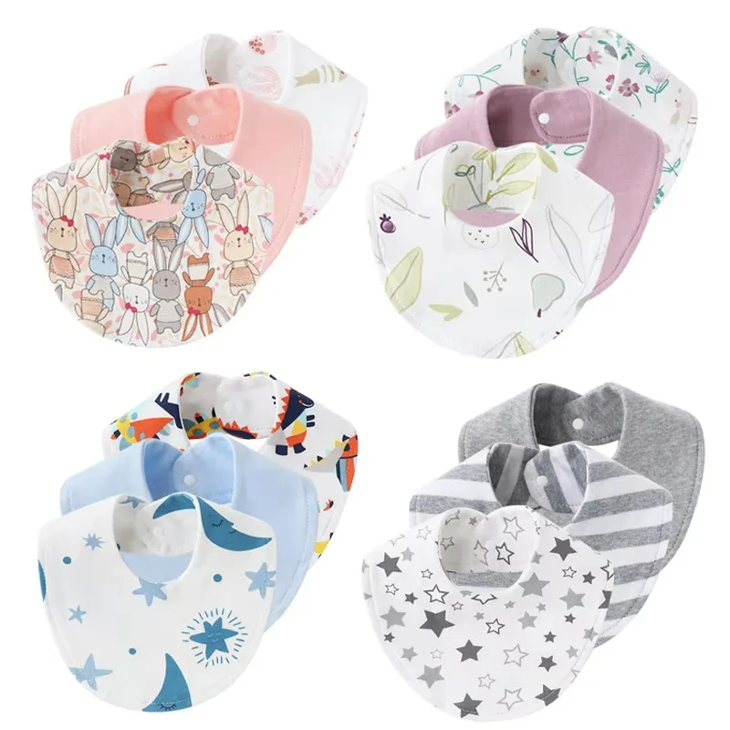 Baberos de algodón para bebés absorbentes con estampado infantil