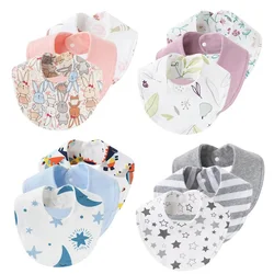 Baberos de algodón para bebés absorbentes con estampado infantil