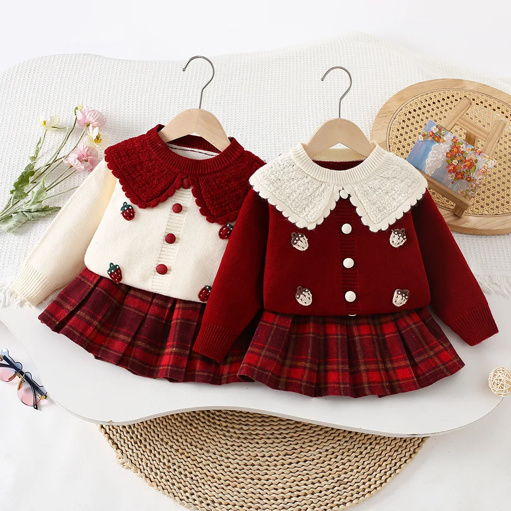 MILANCEL conjunto de punto para niña con cuello vuelto y falda plisada - imagen 4