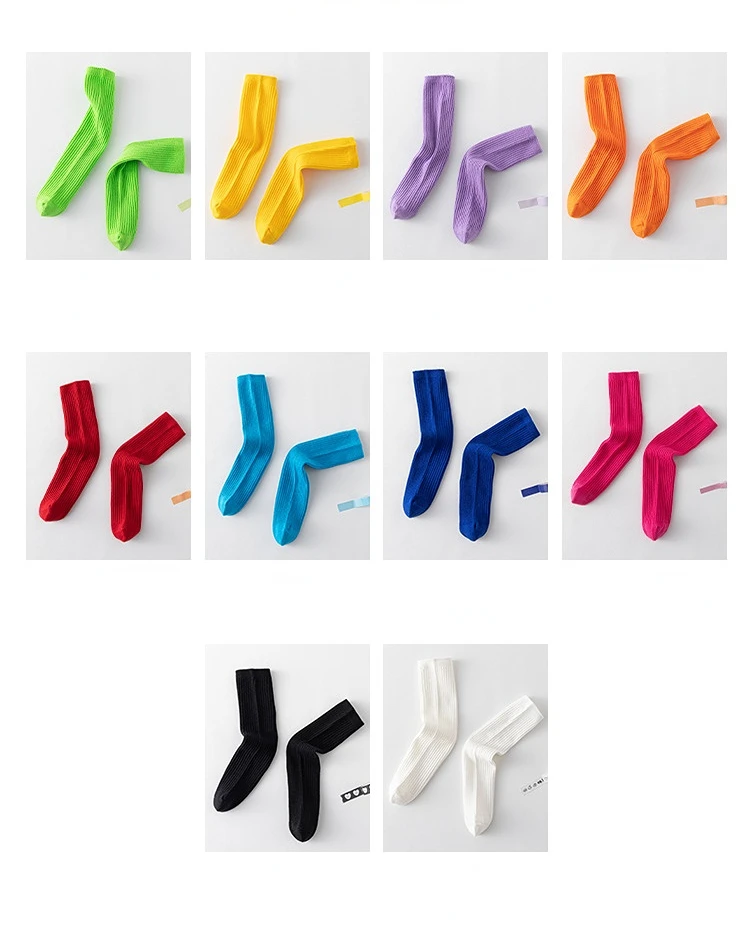 Medias de algodón rayadas en estilo coreano