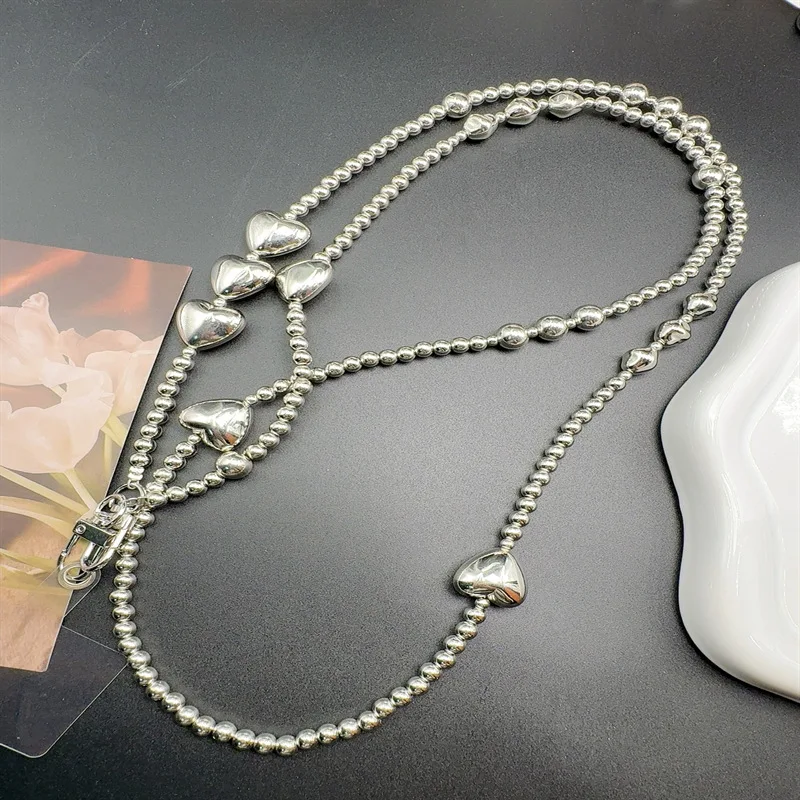 Colgante corazón de plata con cuentas para teléfono móvil infantil - imagen 3