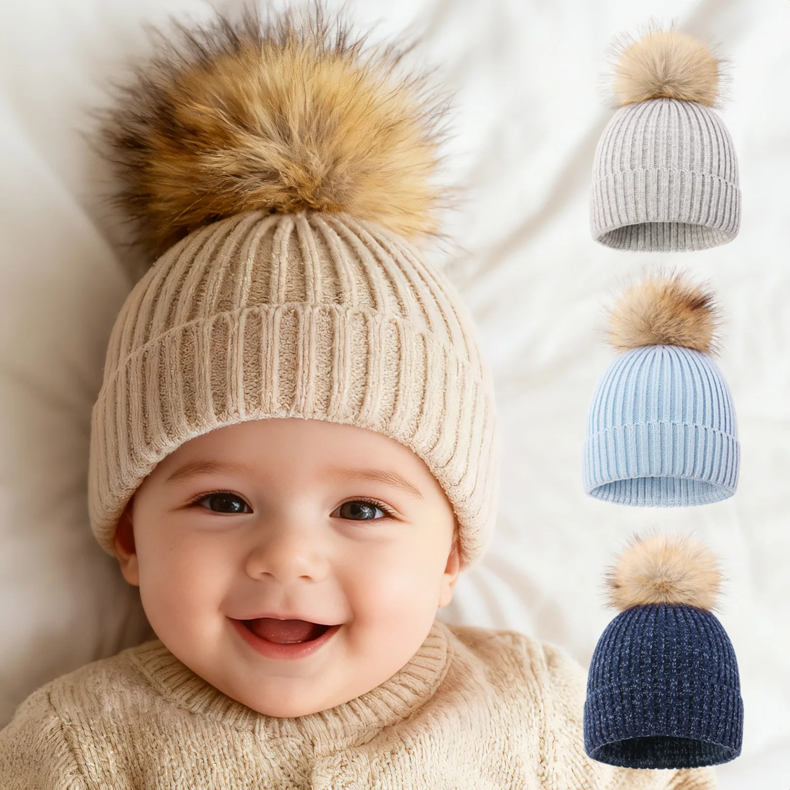 Gorro de lana cálido para bebé – tejido esponjoso a ganchillo - imagen 5