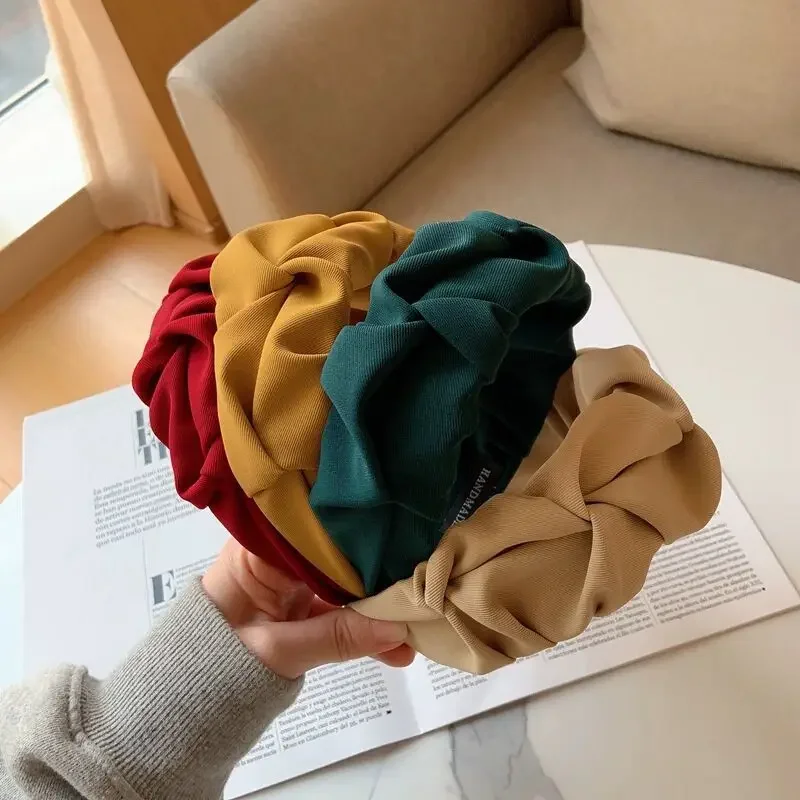Diadema ancha de algodón color liso para pelo - imagen 2