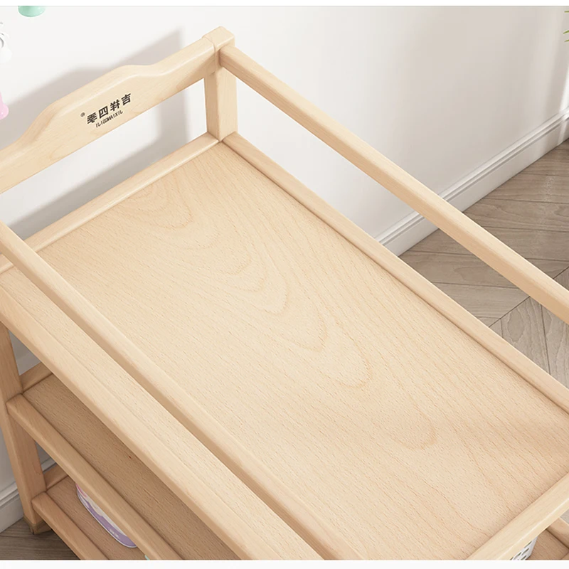 Mesa cambiador de madera de haya con alfombrilla suave - imagen 3