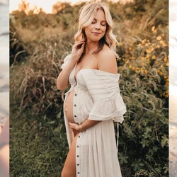 Vestido de embarazo bohemio lino y algodón con cordón en cintura