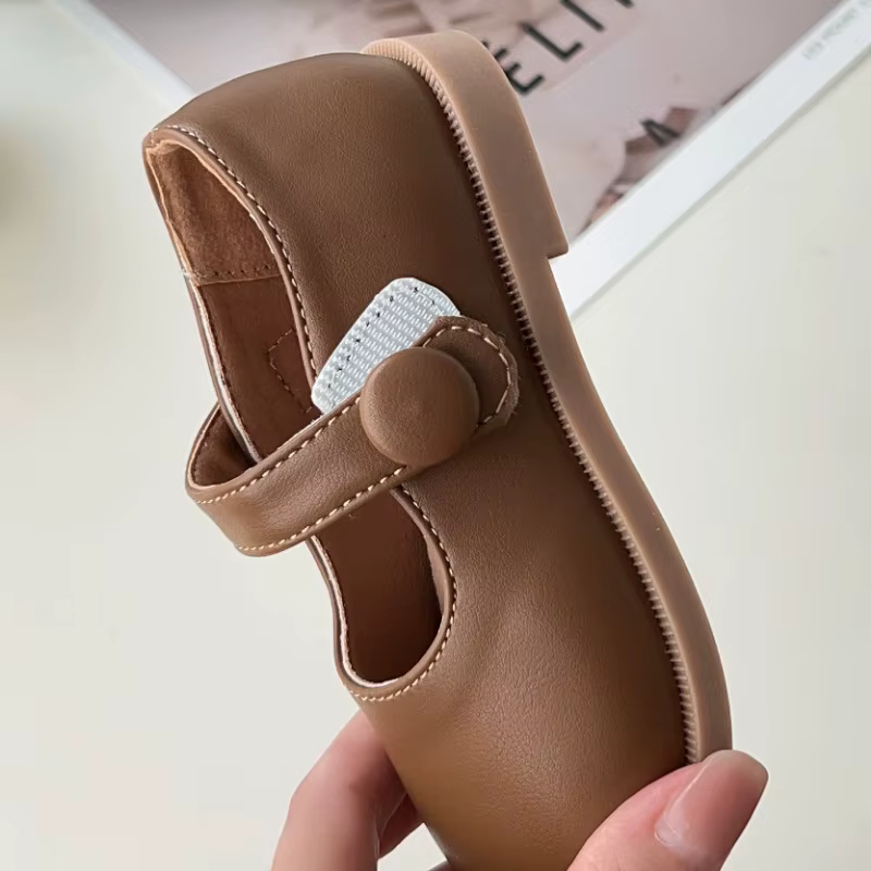 Zapatos de piel infantil – Punta redondeada en negro y marrón - imagen 4
