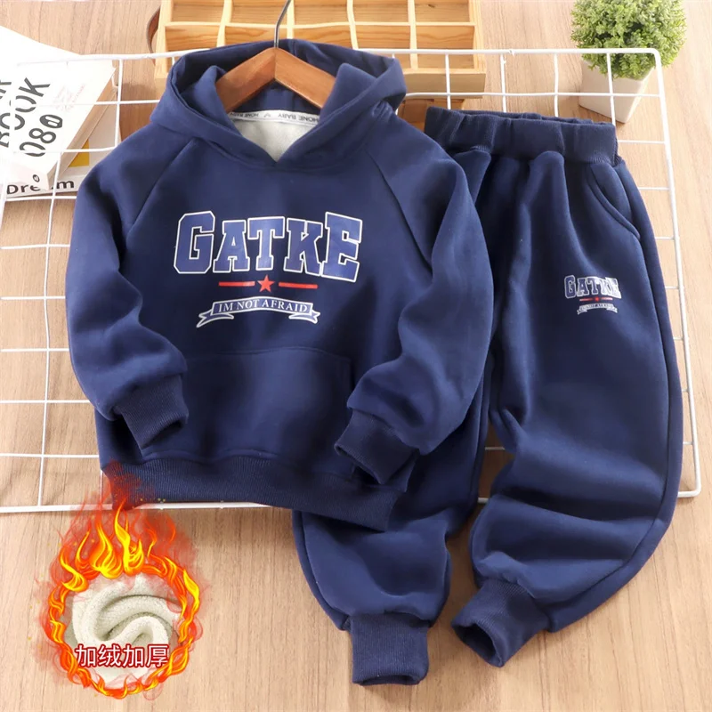 Conjunto de invierno para niños de lana con sudadera y capucha - imagen 5