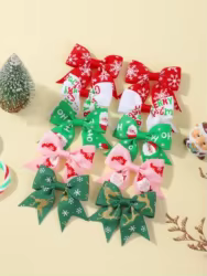 Pinzas navideñas artesanales para niña – Lazos y copos de nieve