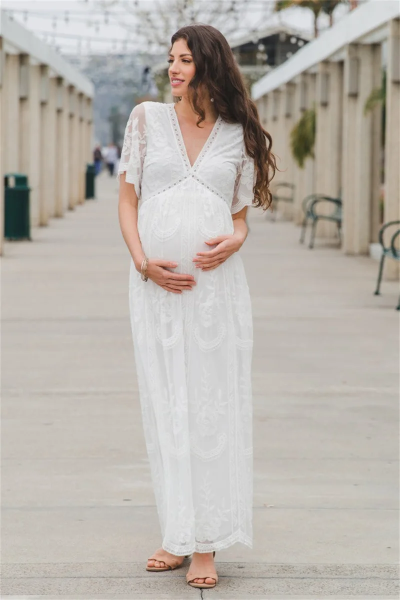 Vestido de maternidad de encaje ligero y holgado cómodo diario - imagen 3