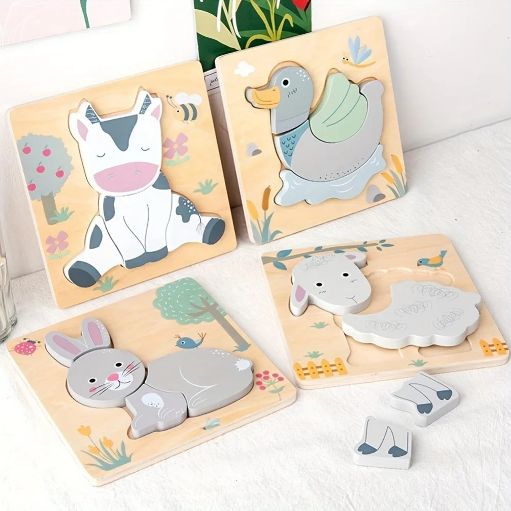 Rompecabezas 3D de madera con animales para niños - Educativo
