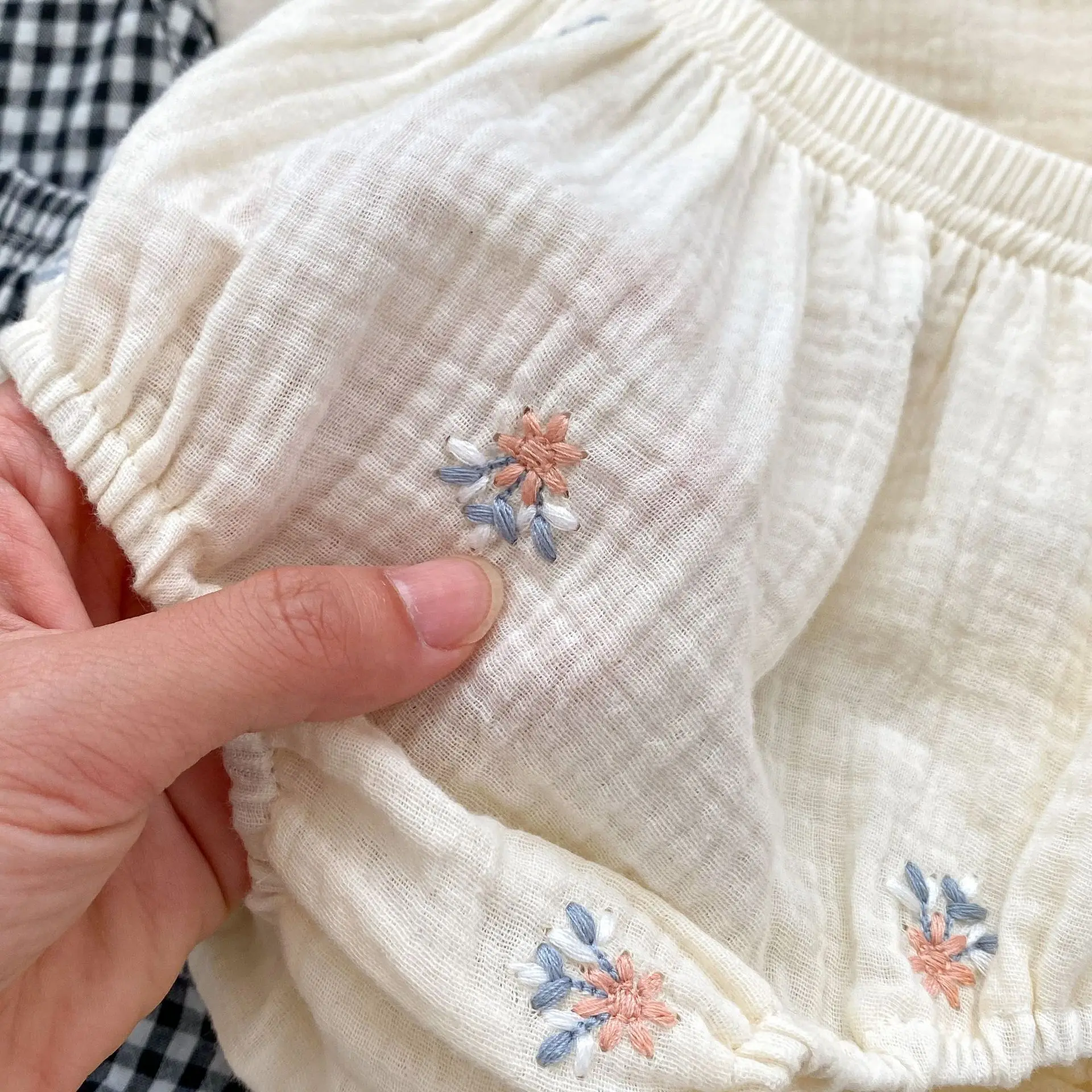 MILANCEL conjunto bebé lino algodón sudadera pantalón corto niña - imagen 2
