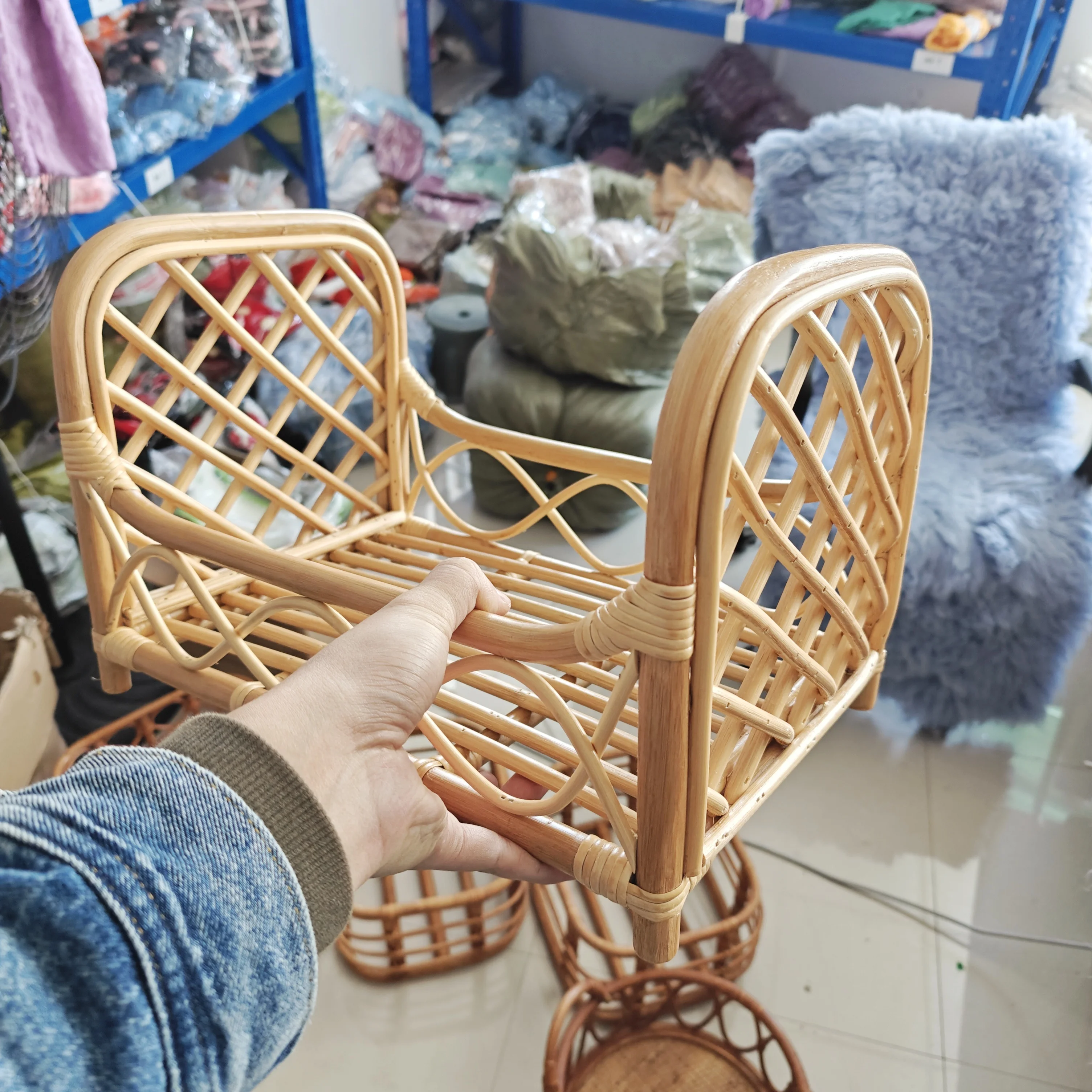 Accesorios de fotografía retro para recién nacido – Cesta y cama - imagen 4