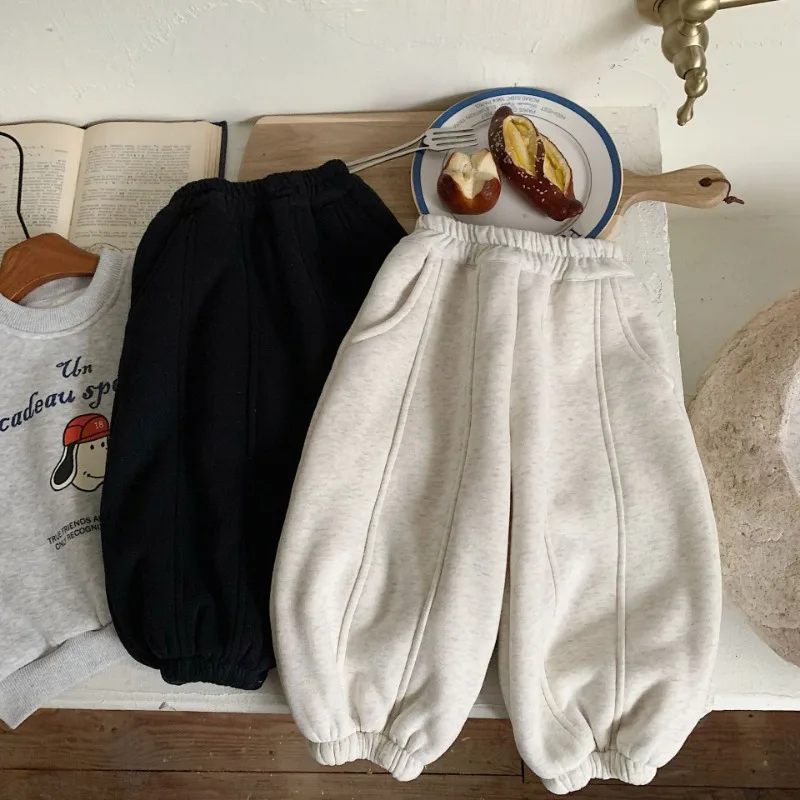 Pantalones de chándal cálidos para niños, look invernal