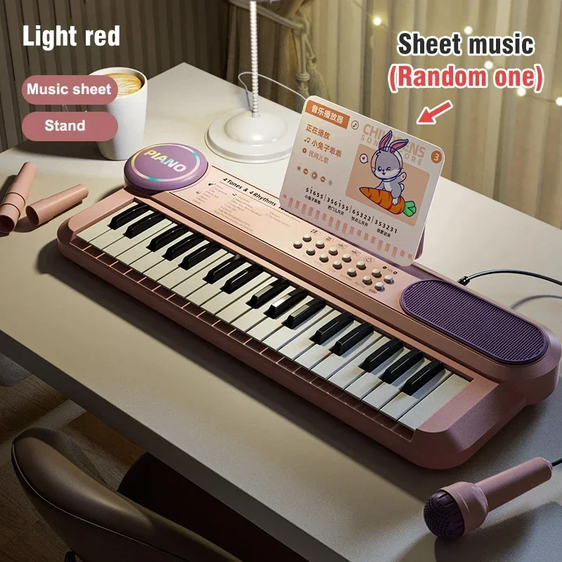 Piano eléctrico para niños con micrófono y canciones cantables