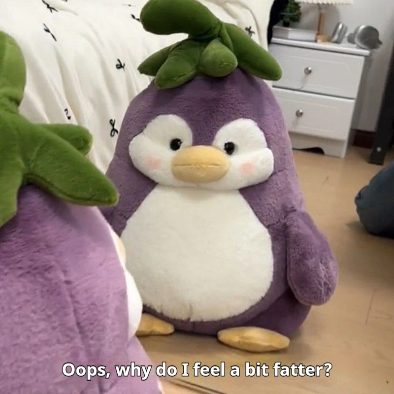 Peluche pingüino kawaii de abrazo suave, almohada rellena
