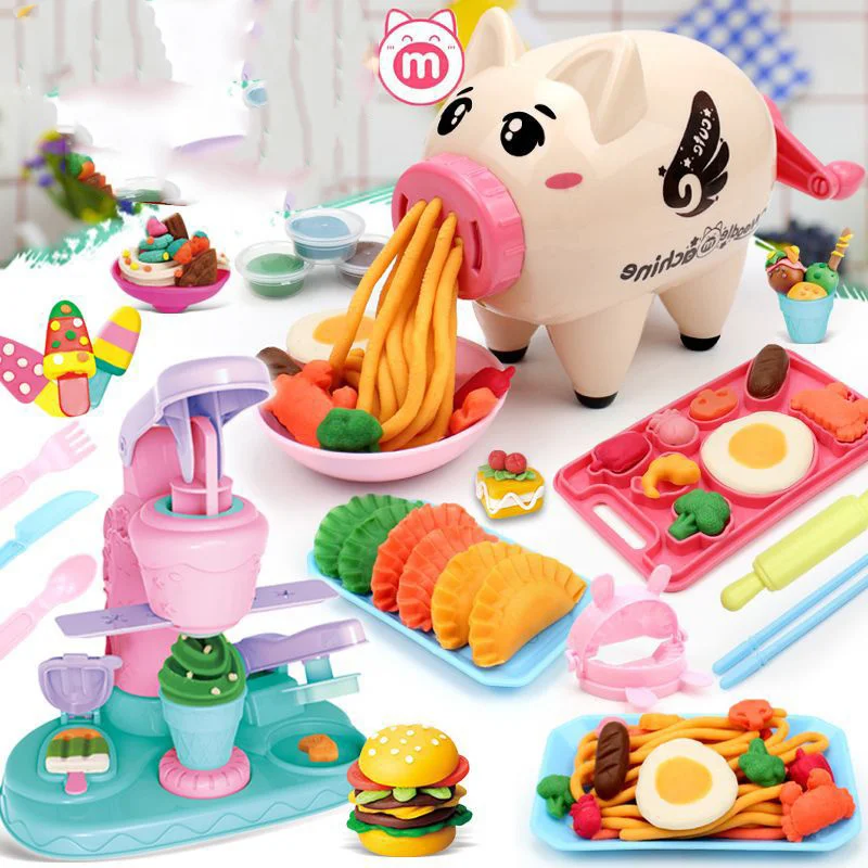 Juego plastilina niños – Máquina hacer fideos con moldes