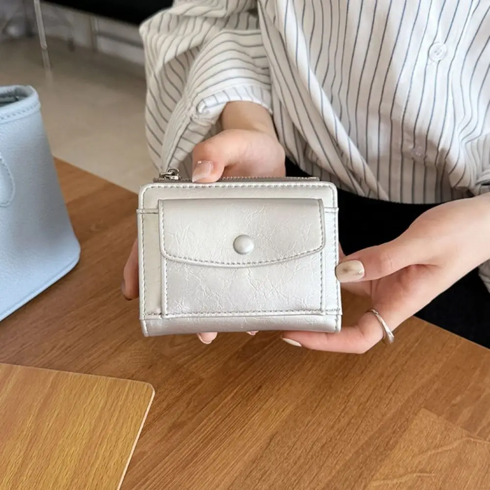 Cartera corta ultrafina de cuero PU con cremallera y monedero - imagen 4