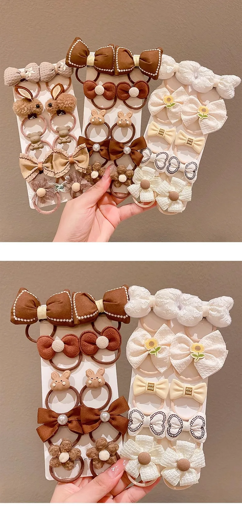 Pack de diademas infantiles con bandas de goma y pajaritas