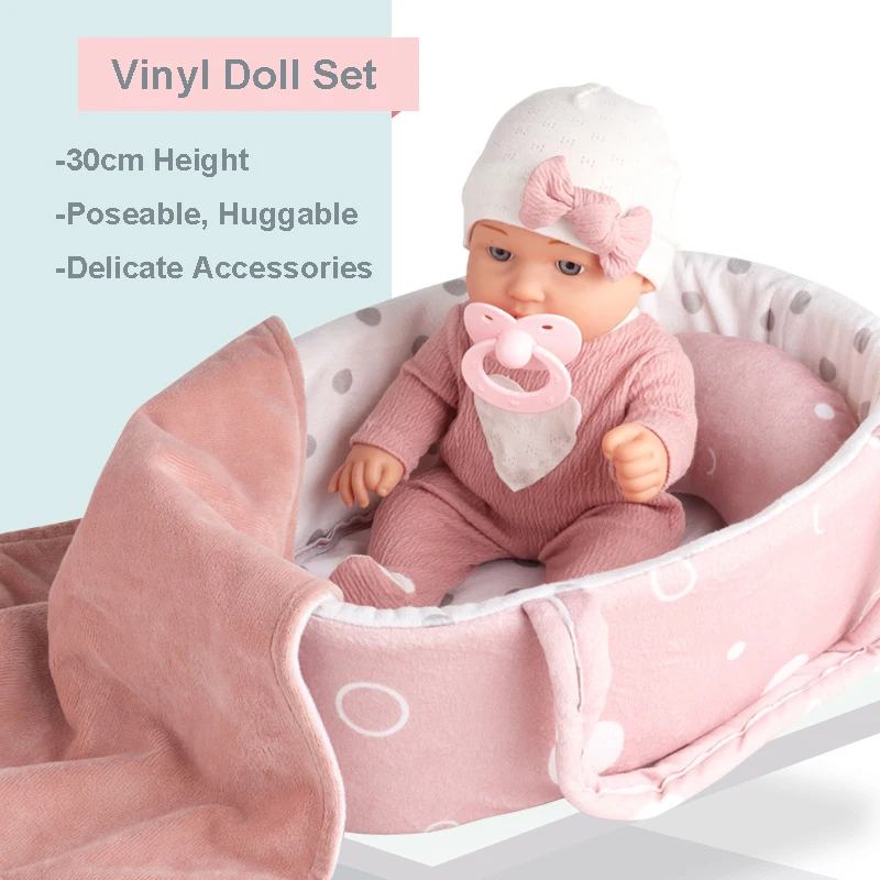 Muñeca bebé Reborn de vinilo con accesorios y chupete rosa - imagen 5