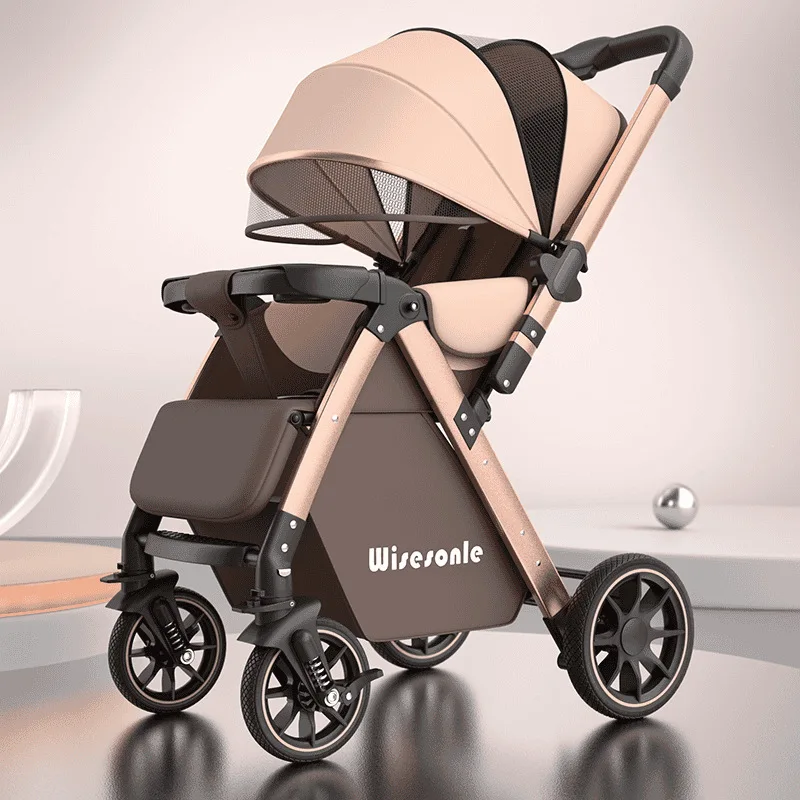 Cochecito de bebé ligero, plegable y reclinable con asiento alto - imagen 4