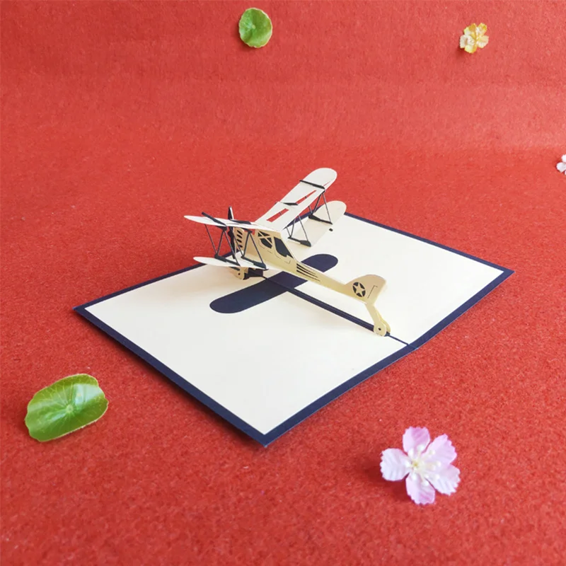 Tarjeta 3D con avión pop-up para cumpleaños, felicitación infantil - imagen 4