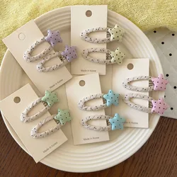 Pinzas de pelo para niña con estrellas de tela y cierre automático