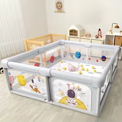 Parque infantil bebé con barandilla lavable y estera de gateo