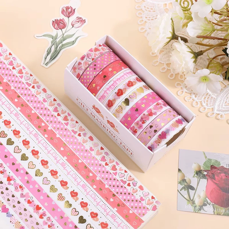 Cinta washi de corazones rosa para álbumes de recortes y diarios - imagen 4