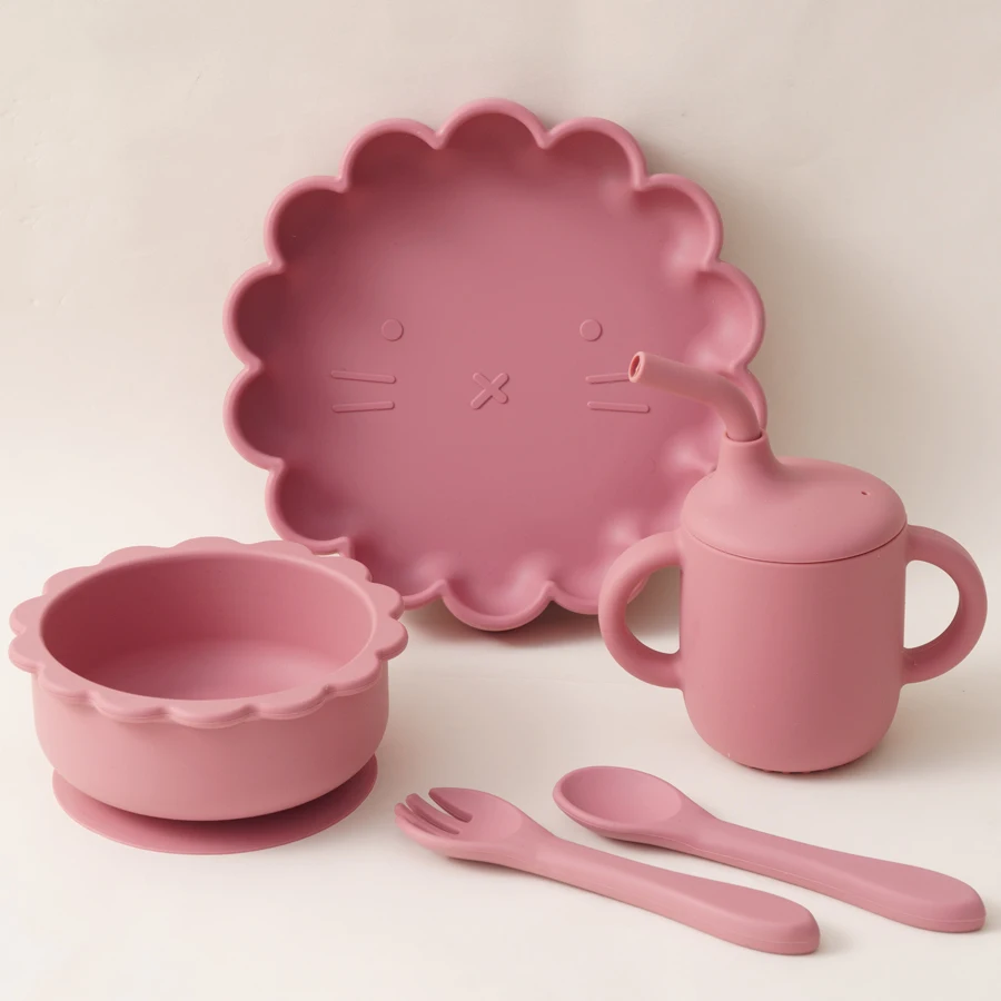 Vajilla silicona bebé con cuenco León – Plato, cubiertos y taza - imagen 5