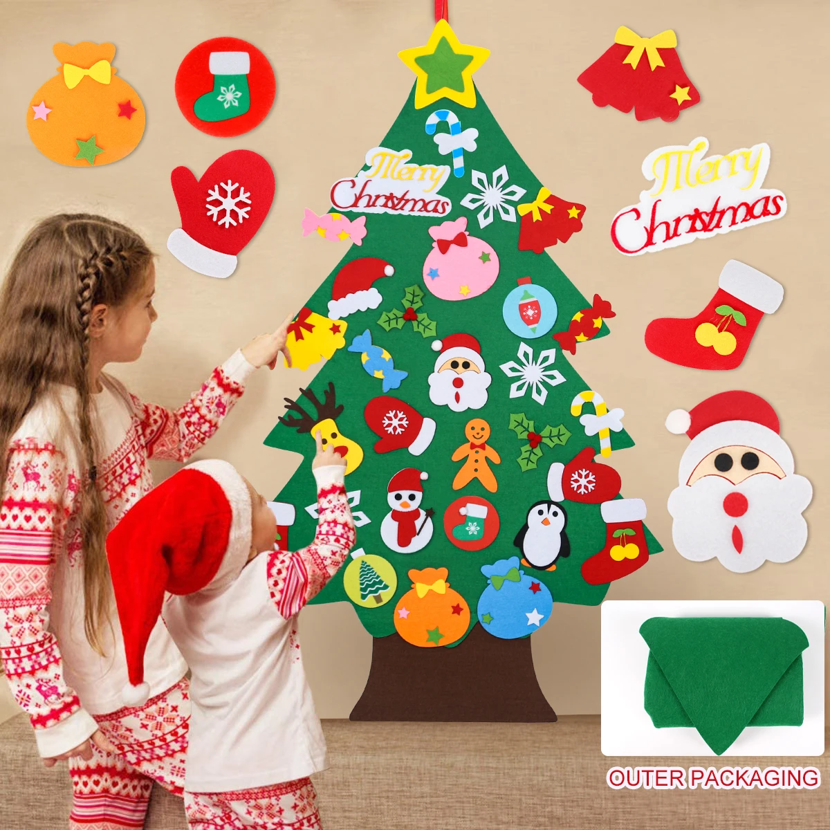Adornos navideños de fieltro para habitación infantil