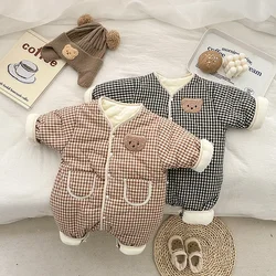 Pelele de algodón grueso con cuadros para bebé recién nacido