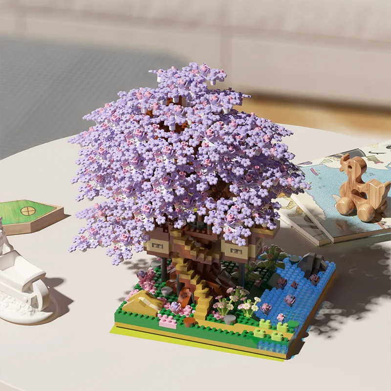 Microbloques de construcción con flores, árbol y casa para niños - imagen 4
