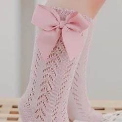 Calcetines largos con lazo para niña – Verano transpirable de algodón suave