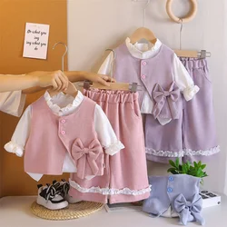 Conjunto bebé con pajarita para niña – look de otoño