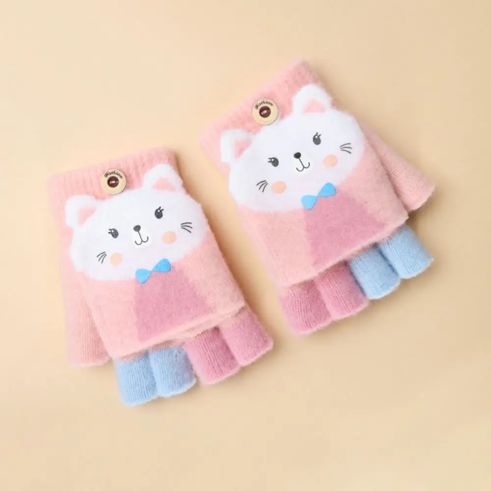 Guantes sin dedos con orejas de gato para niñas – Invierno - imagen 3