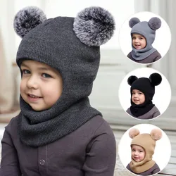 Gorra infantil gruesa de invierno con cuello calentador y orejeras