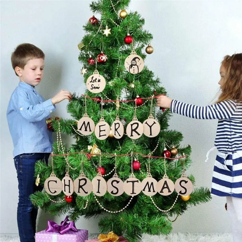 Discos de madera preperforados con hilo para manualidades navideñas - imagen 4