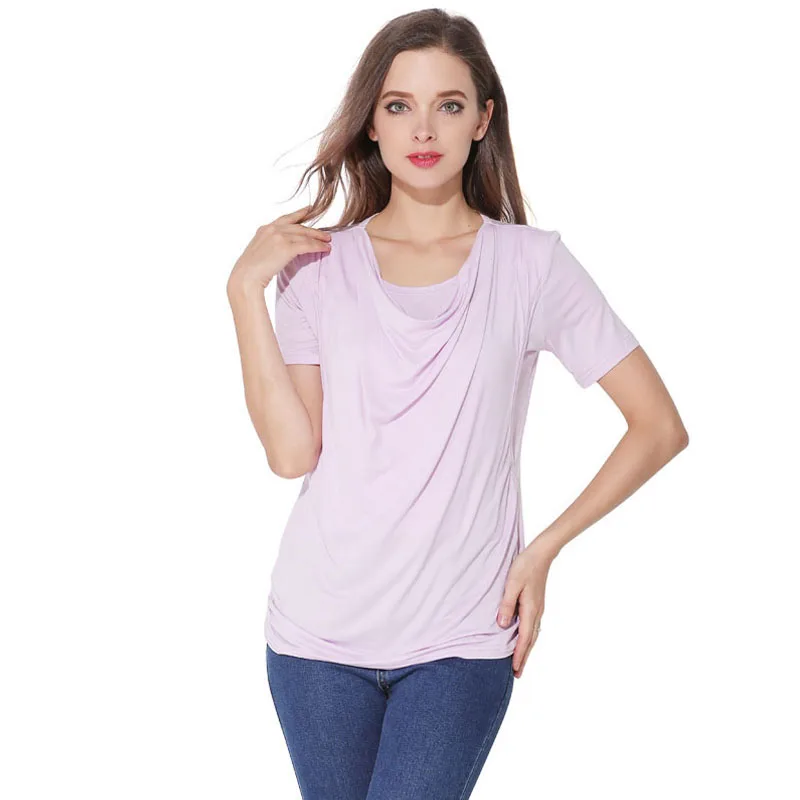Camiseta de lactancia estival en modal, manga corta para posparto - imagen 4