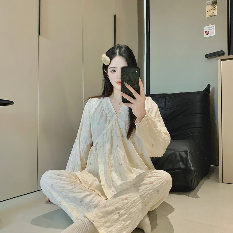 Pijama de lactancia algodón fino y holgado para otoño - imagen 4