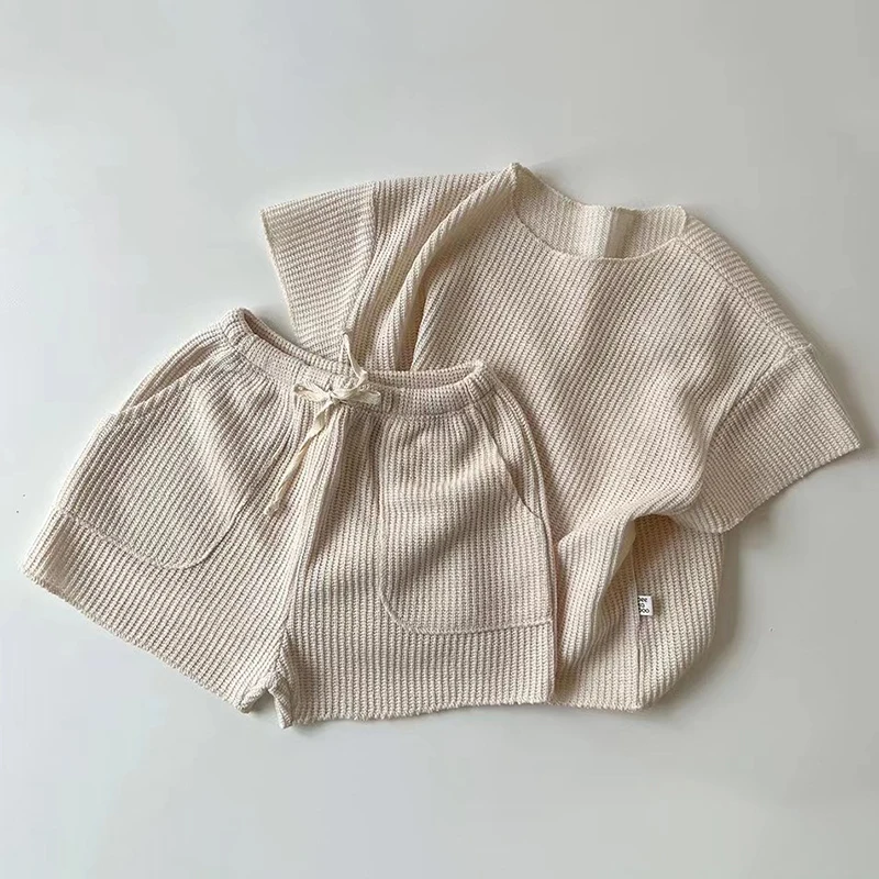 Conjunto de verano infantil - Pantalones cortos de punto con cordón - imagen 2