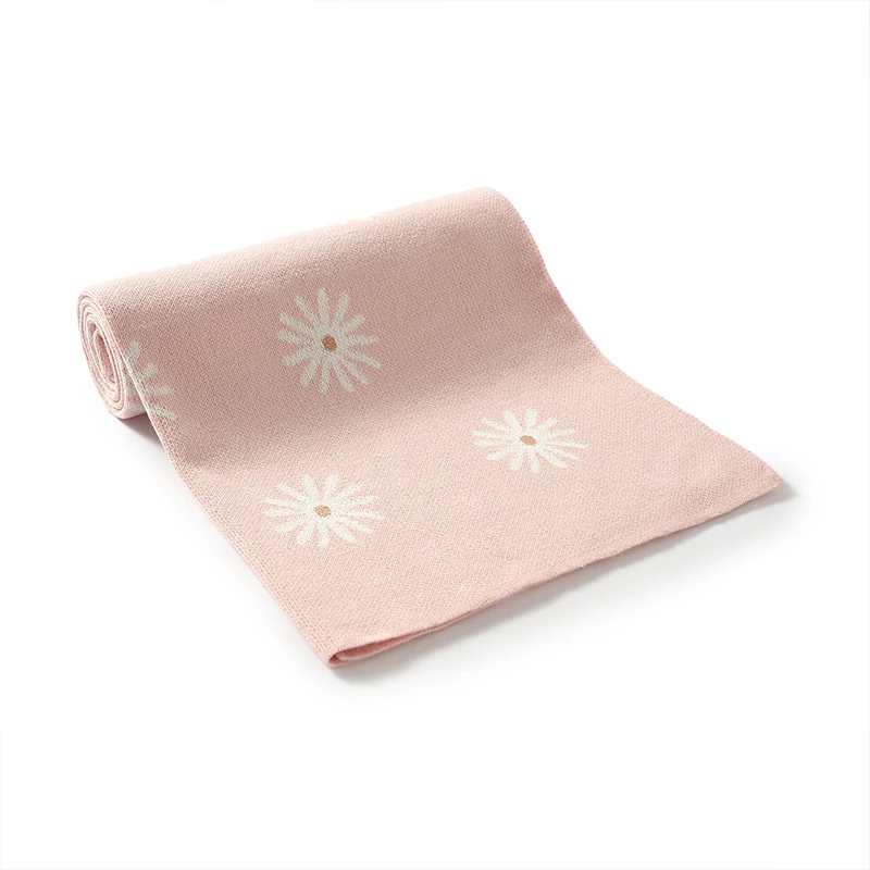 Manta de algodón punto para bebé recién nacido – cochecito floral - imagen 2
