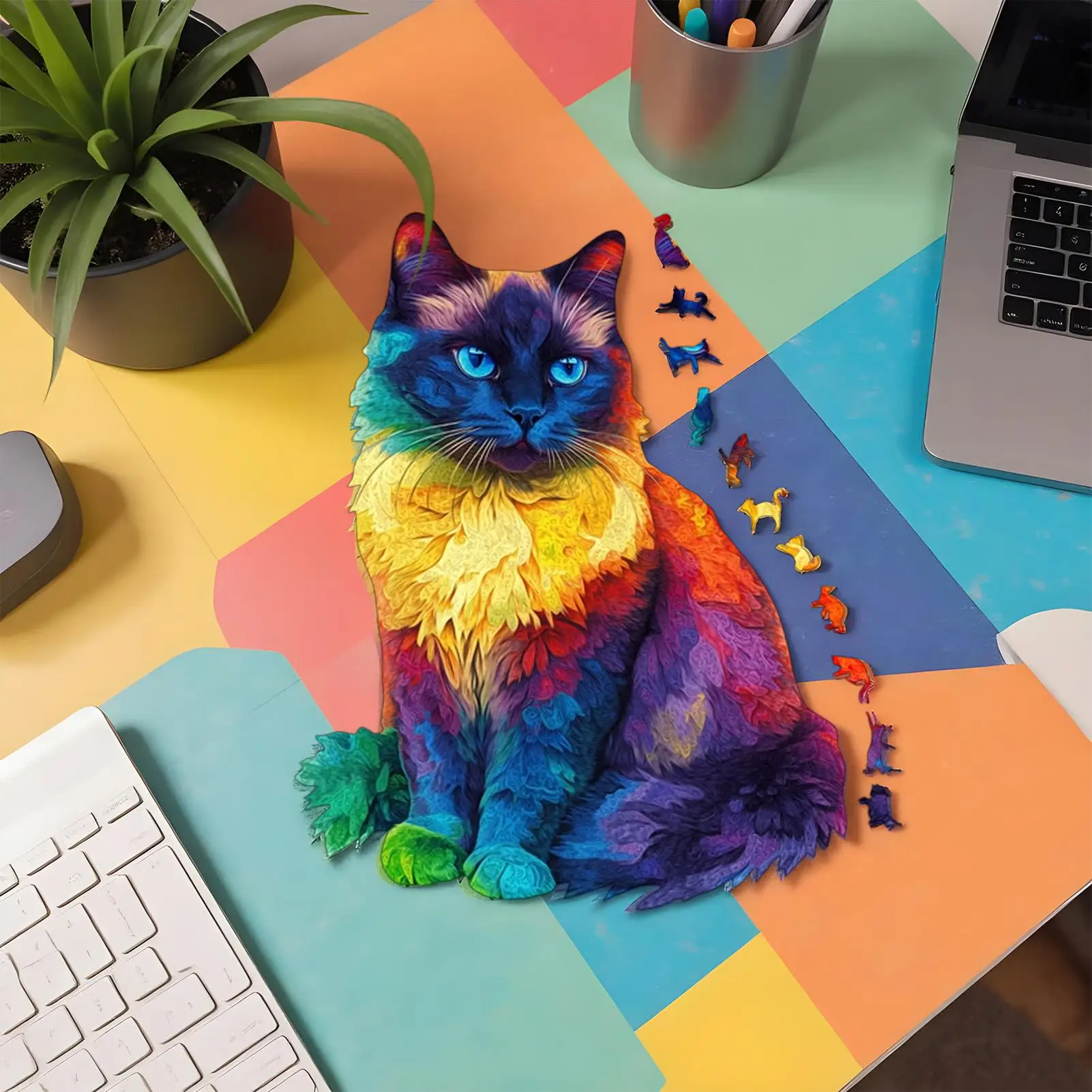 Rompecabezas de madera de gato con piezas irregulares - imagen 2
