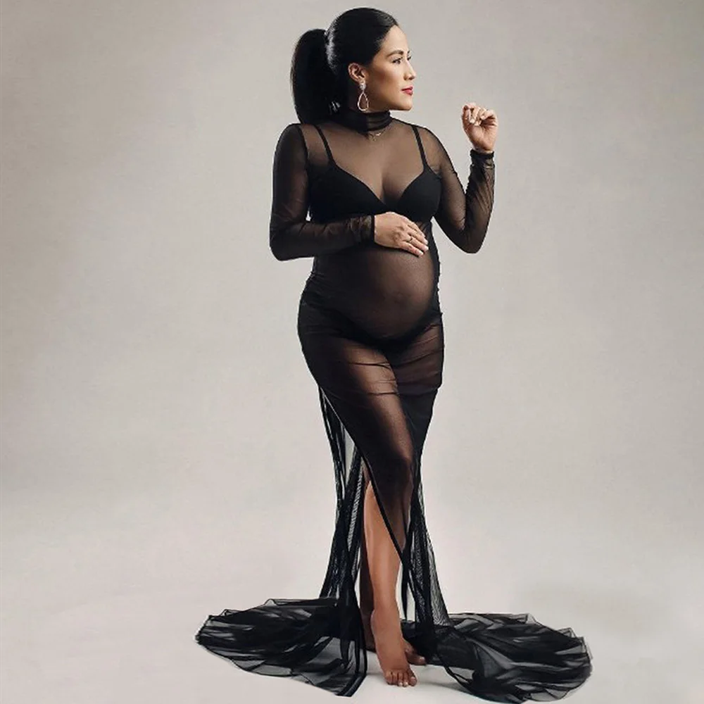 Vestido de malla transparente para sesión de fotos de maternidad - imagen 5