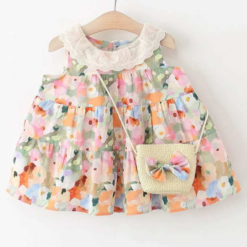 Conjunto para bebé niña con vestido sin mangas y bolsa a juego - imagen 3