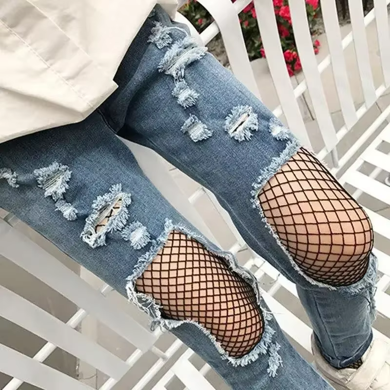 Pantimedias malla negra estilo moderno tendencia niños niñas - imagen 2